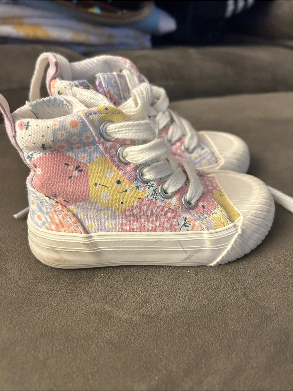 Cat & Jack Patchwork Pastel High-Top Sneakers - Pink, Yellow, Blue